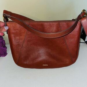 Fossil Skylar crossbody bag brown leather handle & shoulder strap purse